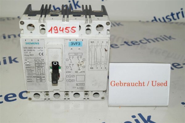 SIEMENS 3VF3 Leistungsschütz 160A   Circuit Breaker