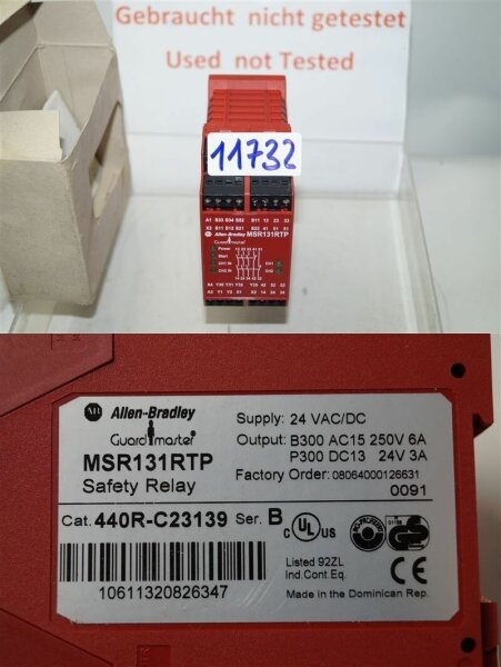 ALLEN BRADLEY MSR131RTP MASTER SAFETY RELAY Sicherheitsrelais