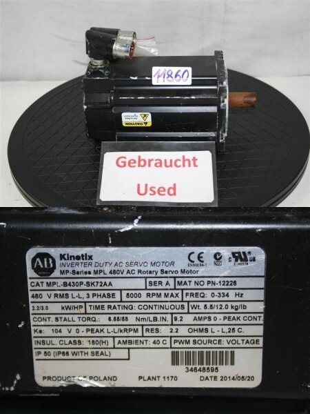 Allen Bradley MPL-B430P-SK72AA SERVOMOTOR servo motors