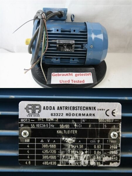 ADDA    4 KW   3000 min  elektromotor drehstrommotor 380v  flanch