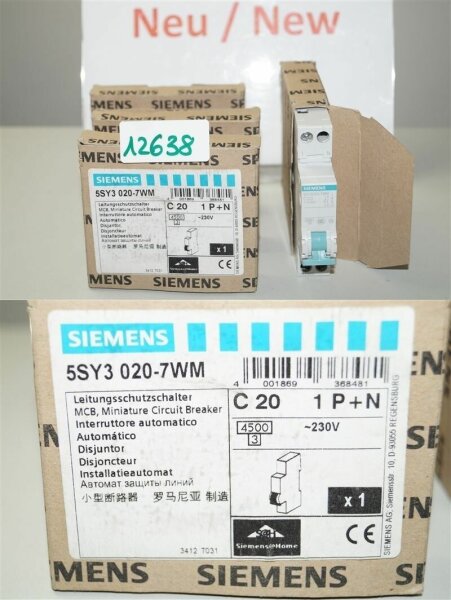 Siemens c20  5SY3020-7WM Leitungsschutzschalter  1 polig C 20A