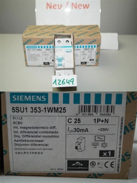 Siemens C 25 5SU1353-1WM25  Fi Leistungsschutzschalter 30mA   25A magnetotermico