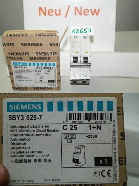 Siemens C 25 , 5SY3525-7 Leitungsschutzschalter 25A , C25  230v  1POL