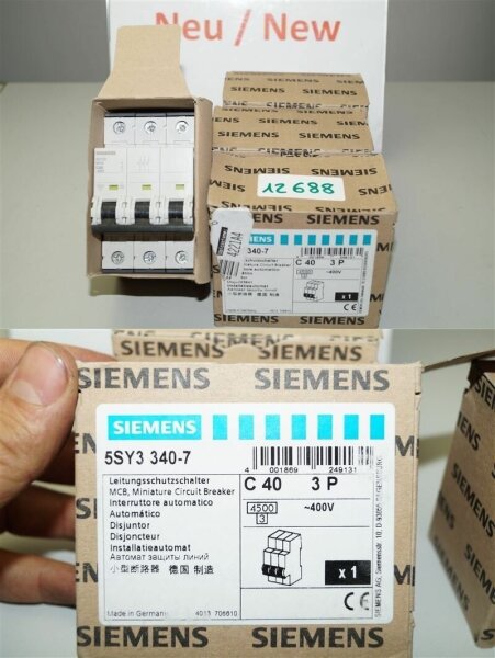 Siemens C 40 , 5SY3340-7 Leitungsschutzschalter, 5SY33,40A , C40  400v, 3 POLIG