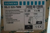 6 x  Siemens C 25 , 5SJ3525-7WM  Leitungsschutzschalter, 5SY35 , 25A , C25  230v