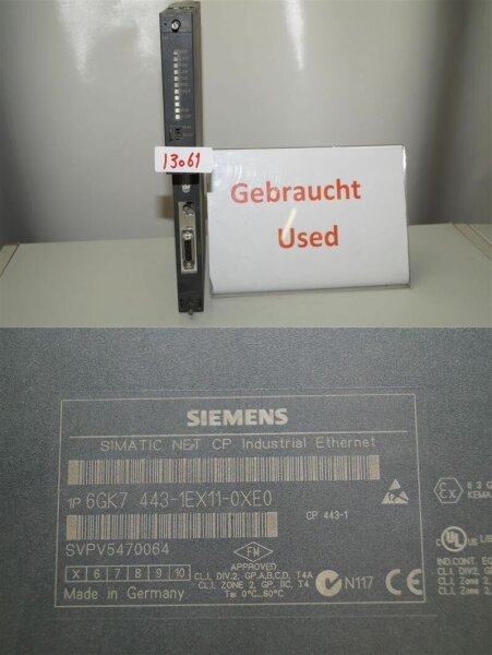 siemens simatic 6GK7443-1EX11-0XE0  NET CP ETHERNET  6GK7 443-1EX11-0XE0