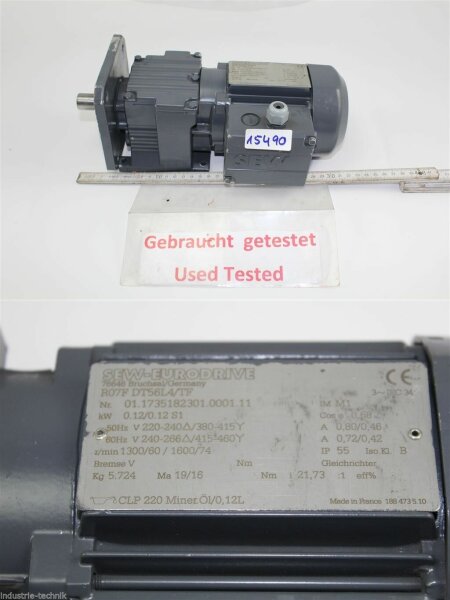 Sew 0,12 kw  60 min getriebemotor gearbox R07F DT56L4/TF