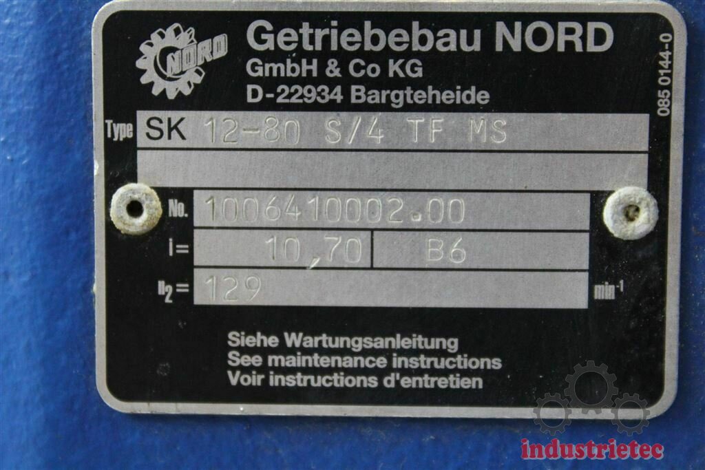 Nord 0,25 KW 128 min Getriebemotor SK 80 S/4 TF MS Gearbox, 218,75
