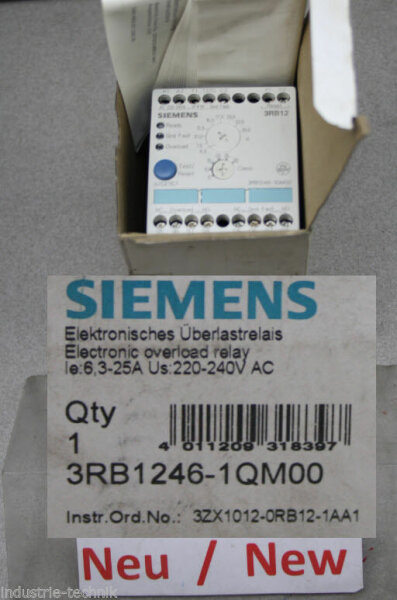 Siemens Überlastrelais 3RB1246-1QM00 3RB1 246-1QM00 OVERLOAD RELAY 6,3-25A