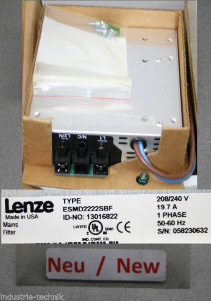 Lenze ESMD2222SBF DRIVE 240V 2.2KW 1PHASE EMI FILTER