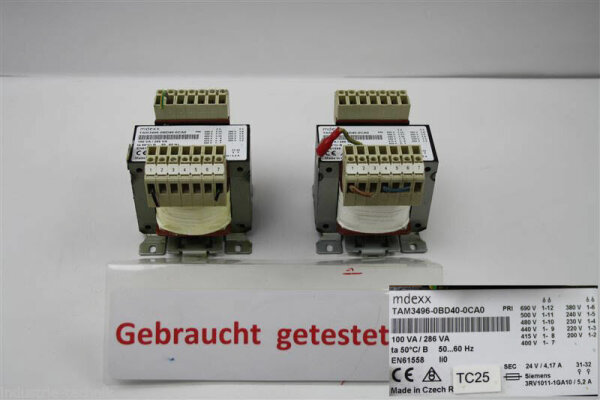 mdexx TAM3496-0BD40-0CA0 100 va286 VA sec 24V4,17A transformator trafo