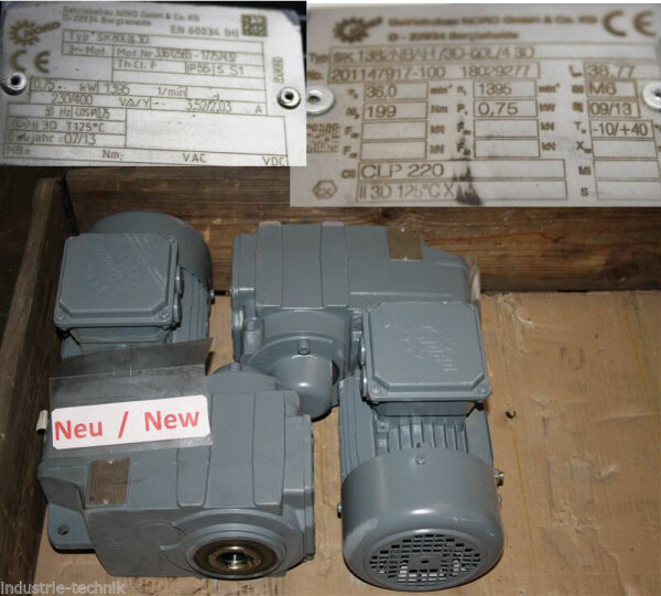 NORD  0,75 KW  36 Min  SK1382NBAH 3D-60L 43D Getriebemotor KEGELGETRIEBE