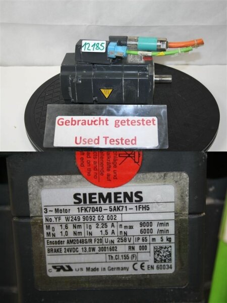Siemens 1FK7040-5AK71-1FH5  servo motor servomotor