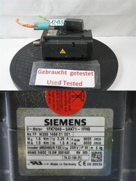 Siemens 1FK7040-5AK71-1FH5 servomotor servo motor