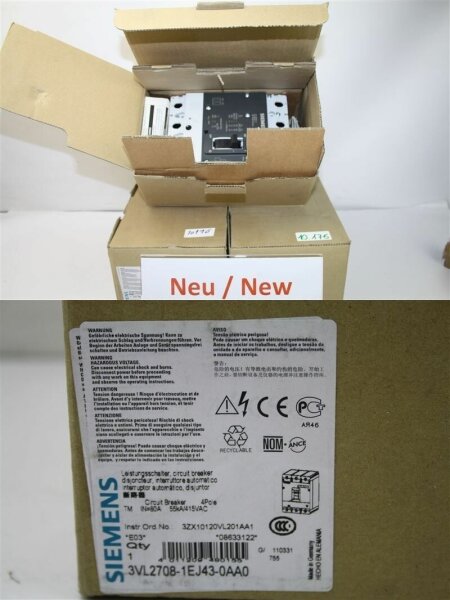 SIEMENS 3VL2708-1EJ43-0AA0 Leistungsschalter 80A circuit breaker