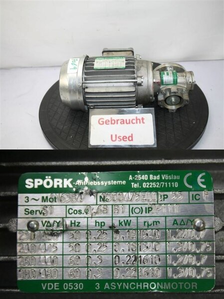 SPÖRK 0,18kW 140U/min Getriebemotor RMI28-NO.18/4-63B14-FU RMI28NO.18/463B14FU