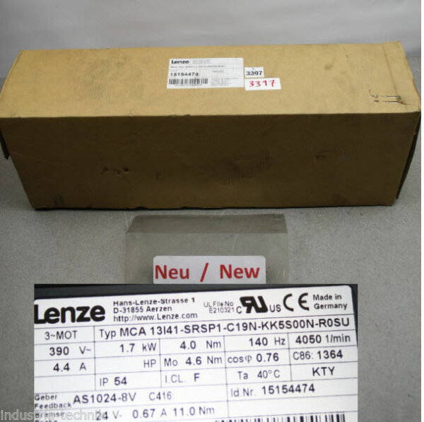 Lenze SERVOMOTOR MCA 13I41-SRSP1-C19N-KK5S00N-R0SU SERVOMOTRURS ASYNCHRONOUS SER