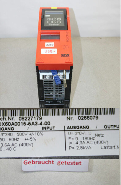 SEW Movidrive Frequenzumrichter MDX60A0015-5A3-4-00 MDX60A00155A3400 top zustand