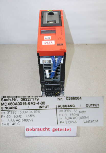 SEW Movidrive MDX60A00155A3400 Frequenzumrichter MDX60A0015-5A3-4-00 2,8kva