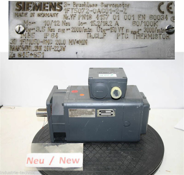SIEMENS Servomotor 1FT5072-0AC01-2-Z , 1FT5072 , 1FT50720AC012Z
