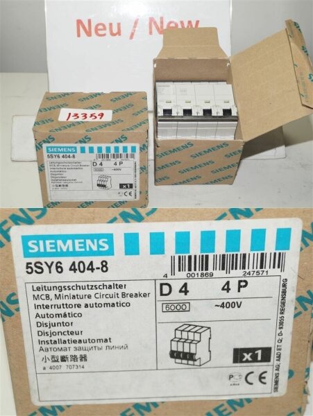 Siemens 5SY6404-8 Leistungsschutzschalter MCB Miniature circuit Breaker D4  4P