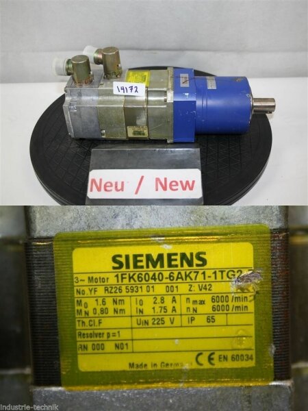 SIEMENS 1FK6040-6AK71-1TG2-Z SERVOMOTOR SERVO MOTOR