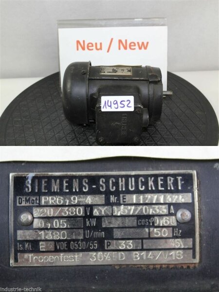 siemens SCHUCKERT 0,05 kw  1400 min  elektromotor drehstrommotor PR6,9-4