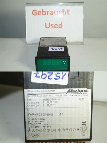 Martens  Economy Panelmeter DA9648-2-00-0-03  DA9648200003 Digitalanzeige