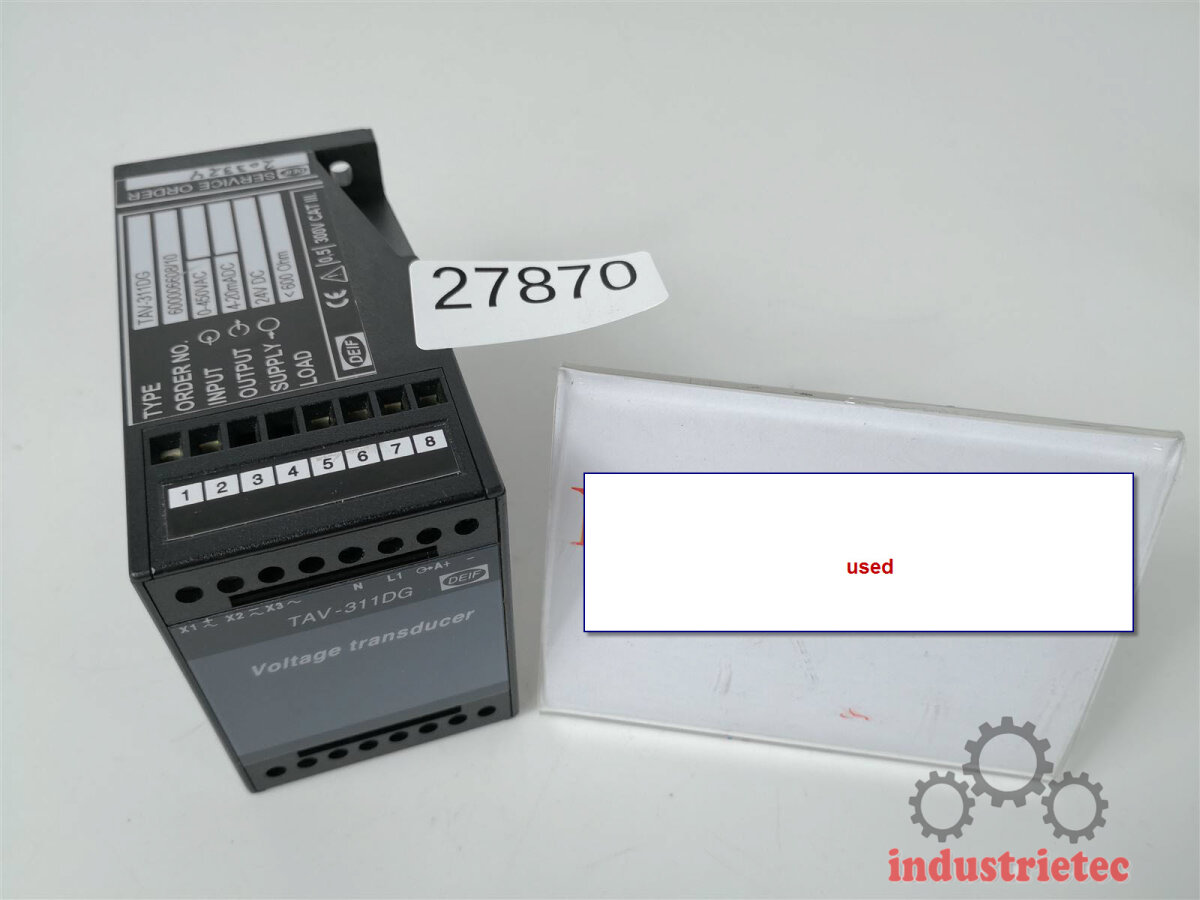 Transducteur De Tension DEIF TAV-311DG 400026698.40 - Entrée 0-550V, Sortie 4-20 MA