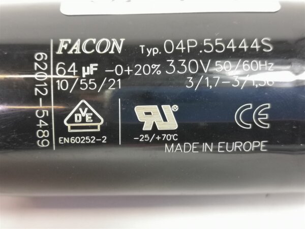 FACON 04P.55444S    62012-5489 AnlaufKondensator MotorKondensator 64µF    64uf 
