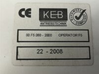 KEB COMBIVERT 00.F5.060-2000 Operator F5 Bedienteil