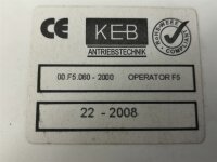 KEB COMBIVERT 00.F5.060-2000 Operator F5 Bedienteil