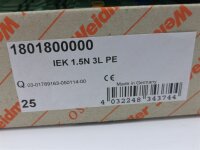 25 STÜCKE Weidmüller IEK 1.5N 3L PE 1,5mm² Reihenklemme Durchgangsklemme 1801800000