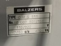 BALZERS QMS 511 Quadrupole Mass Spectrometer BG D02 502/158