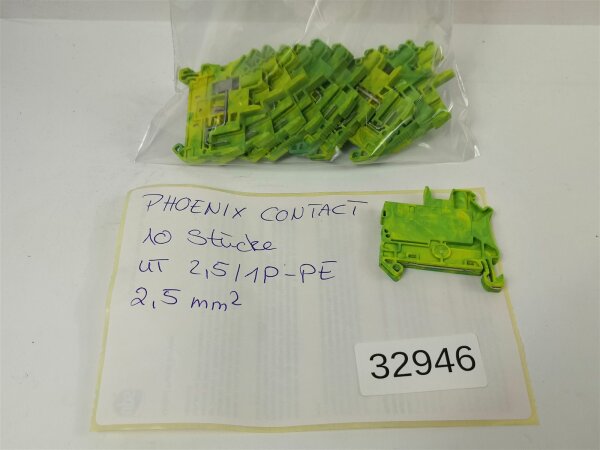 10 STÜCKE Phoenix Contact UT 2,5/1P-PE 2,5mm² Reihenklemme Durchgangsklemme Grün-Gelb