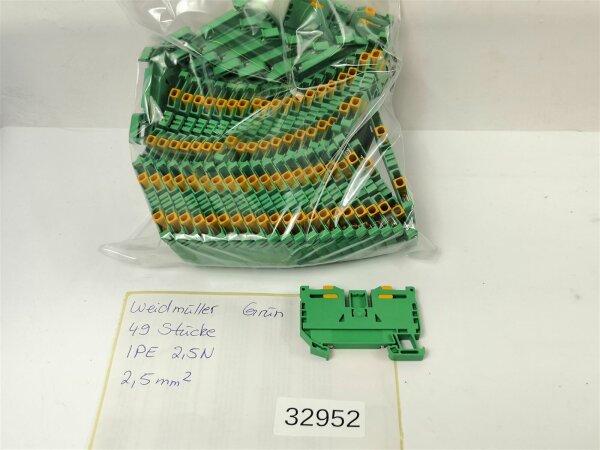49 STÜCKE Weidmüller IPE 2,5N 2,5mm² Reihenklemme Durchgangsklemme Grün