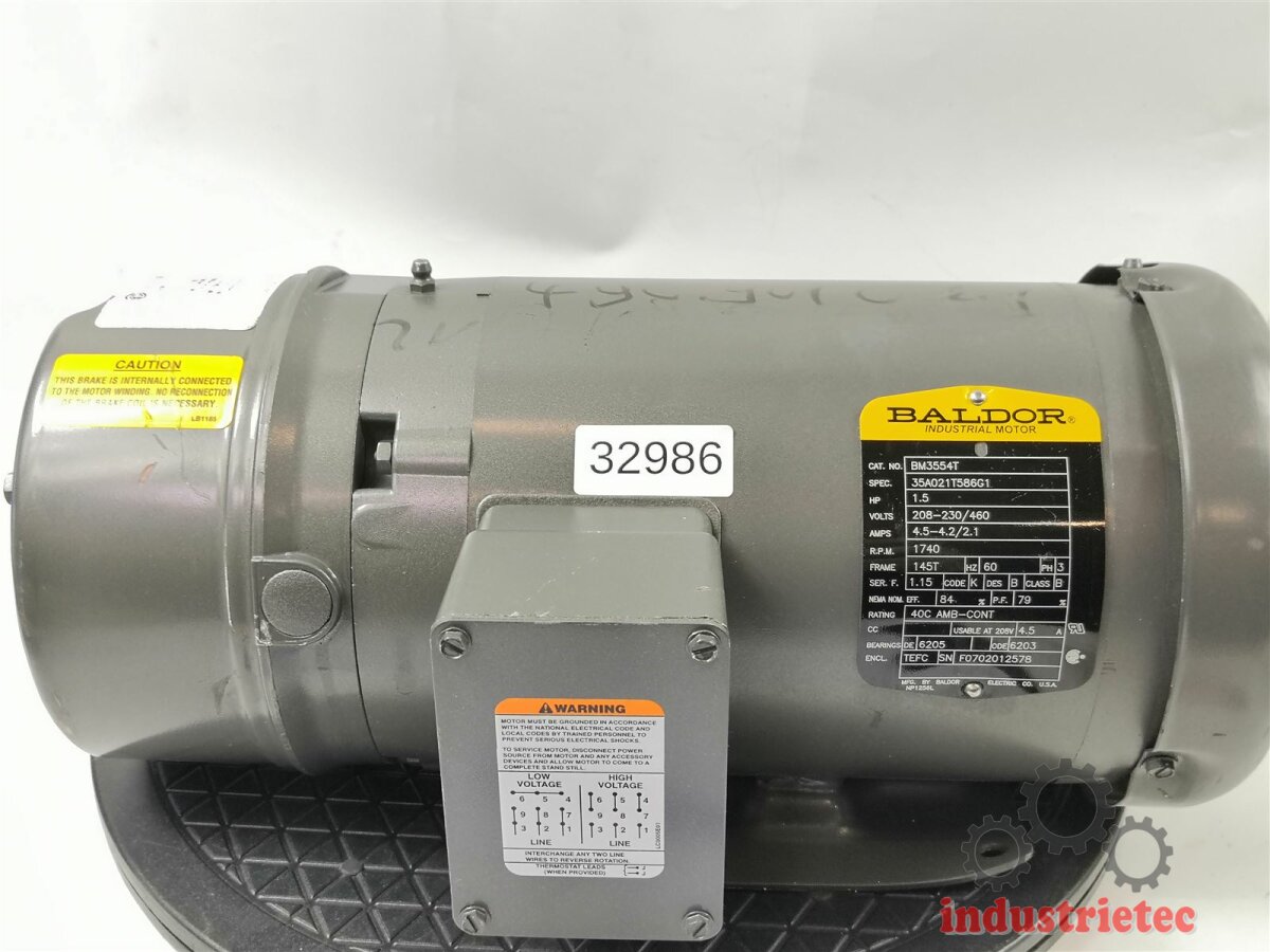 Baldor BM3554T Bremsmotor Industrial Motor Gearbox, 307,76