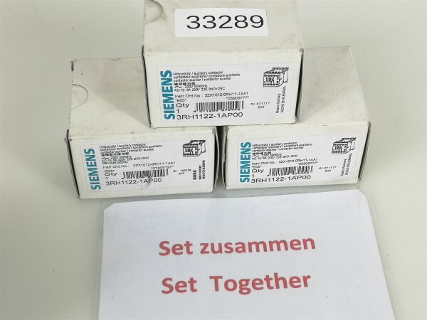 3x Stück Siemens 3RH1122-1AP00 Hilfsschütz