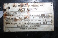 M.C Motion Control MCS 118 S 30/3/RA Servomotor MCS118S30/3/RA