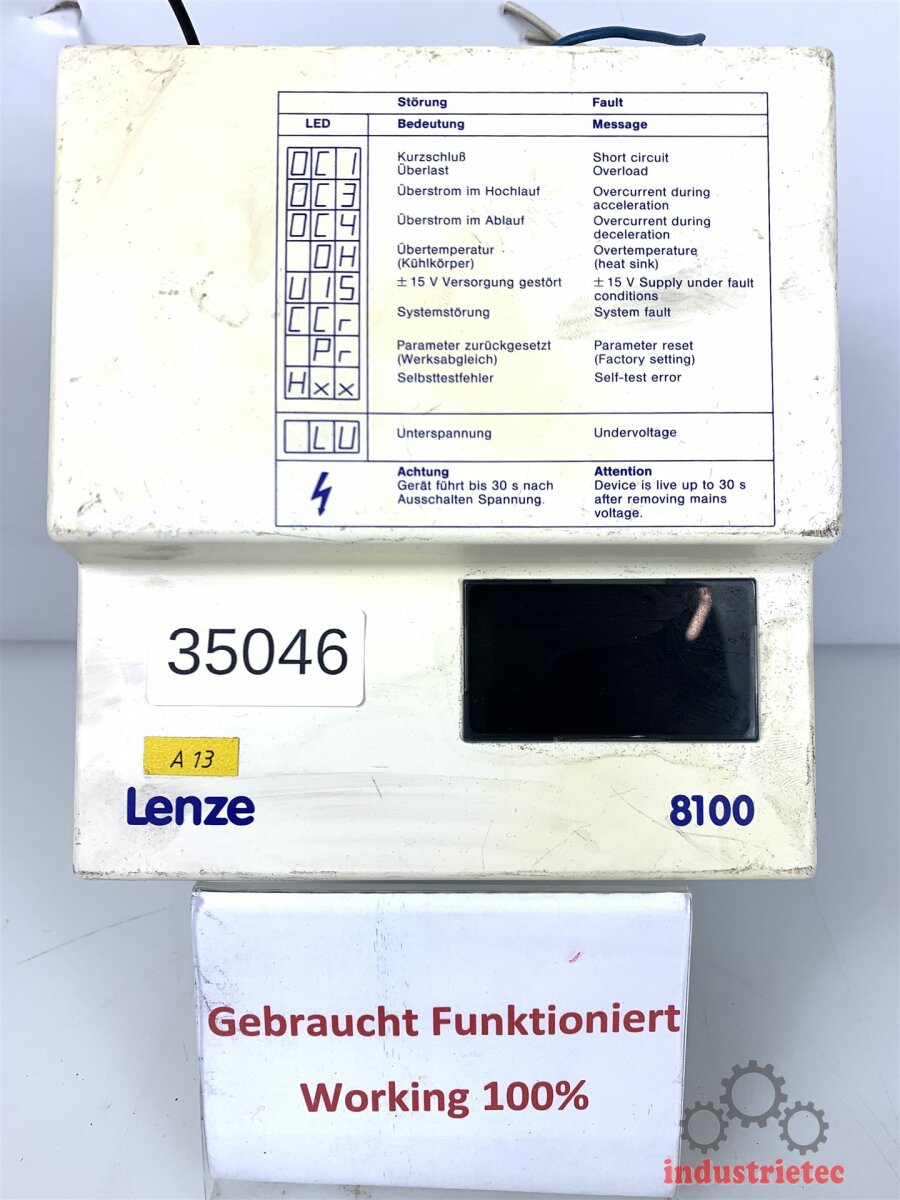Lenze 8606_E.1A.11 Frequenzumformer Artikel-nr. 339405 Online Shop