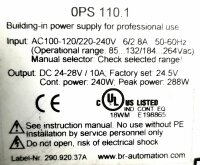 B & R PS 110 Power Supply OPS 110.1