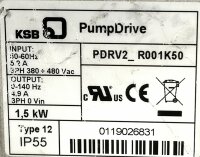 KSB PumpDrive2 PDRV2-001K50M_KSUPBE4P4_00000 Frequenzumrichter 1,5 kW