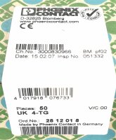 INHALT 50 STK Phoenix Contact UK 2-TG 2812018 Reihenklemme Durchgangsklemme Klemme