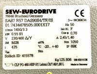 SEW 0,55 KW 3,3 min SA87 R57 DAS90S4/TF/IS Getriebemotor...