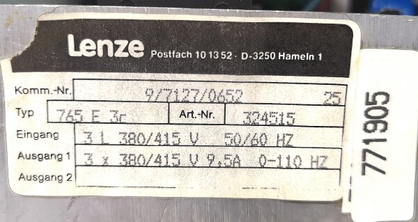 Lenze 765 E 3c 324515 Frequenzumrichter 765E3c