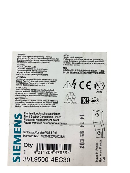 SIEMENS 3VL9500-4EC30 frontseitige Anschlusschienen