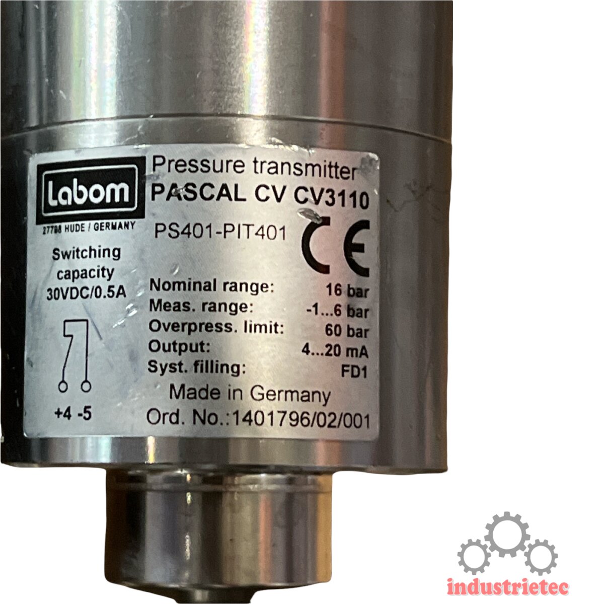 Labom PASCAL CV CV3110 Pressure Transmitter PS401PIT401, 320,00
