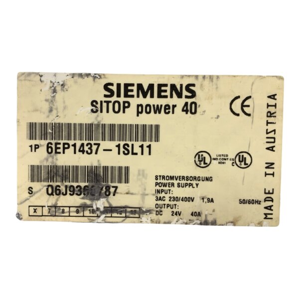 Siemens SITOP power 40 6EP1437-1SL11 Stromversorgung power Supply
