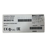 BALLUFF BES0216 Induktiver Sensor BESQ40KFU-PAC20A-S04G