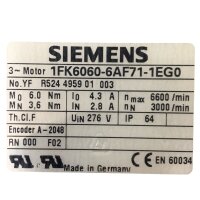 Siemens 1FK6060-6AF71-1EG0 Servomotor